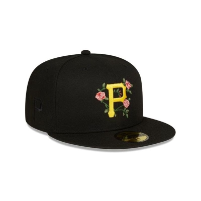 Black Pittsburgh Pirates Hat - New Era MLB Bloom 59FIFTY Fitted Caps USA0649528